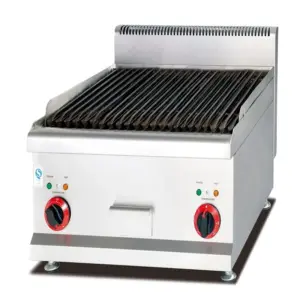 Commercial Kitchen Equipment Commercial Countertop Electric BBQ Lava Rock Grill, 7.8kW Professional 220V Charbroiler, Heavy-Duty 600mm Stainless Steel Industrial Grill WG-EB-689