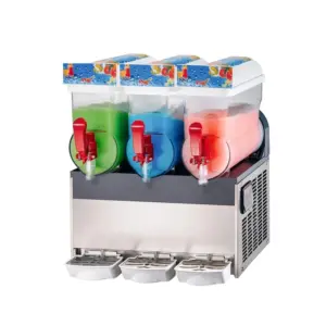 Commercial Kitchen Equipment Commercial Electric Triple Head Slush Machine 45L, 800W Professional Frozen Drink Maker, High-Efficiency Three-Tank Margarita & Slushie Machine WG-XRJ15L×3