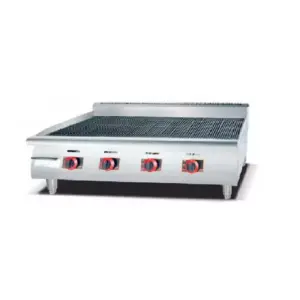 Commercial Kitchen Equipment Commercial Electric 2-Burner Electric BBQ Lava Rock Grill, 8kW Heavy-Duty 3-Phase Countertop Grill, Professional Stainless Steel Industrial Charbroiler WG-EG-24H