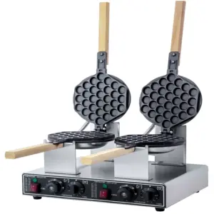 Commercial Kitchen Equipment Commercial Electric Double Egg Waffle Baker, 2.8kW Professional Dual Bubble Waffle Maker, Industrial Hong Kong Style Waffle Station WG-HF-QQ22