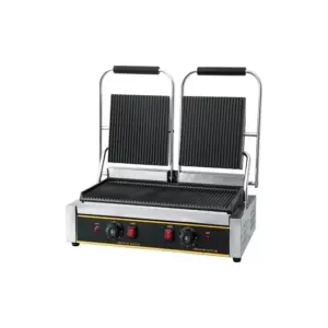 Commercial Kitchen Equipment Commercial Dual Electric Contact Grill, 3.6kW High-Capacity Full Flat Plates, Independent Dual Zones WG-813B