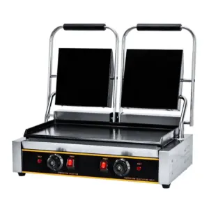 Commercial Kitchen Equipment Commercial Dual Electric Contact Grill, 4.4kW Extra-Large Full Flat Plates, Industrial High-Power Griddle Press WG-811EB-2