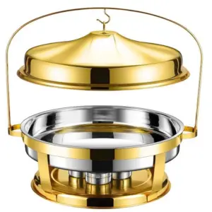 Commercial Kitchen Equipment Luxury Arc Gold Chafing Dish 4.5L, Radiant Gold Finish, Stainless Steel DZW-SE060