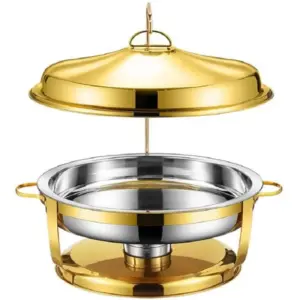 Commercial Kitchen Equipment Luxury Golden Chafing Dish 6.0L, Premium Gold Finish, Stainless Steel DZW-SG060