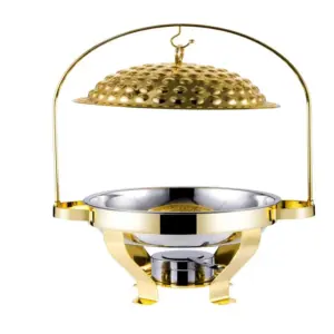 Commercial Kitchen Equipment Golden Flinn Chafing Dish 6.0L, Premium Gold Finish, Stainless Steel Luxury Buffetware DZW-GF060