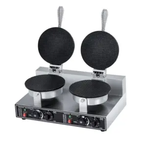 Commercial Kitchen Equipment Commercial Electric Dual Plate Cone Waffle Baker 2.4kW, Heavy-Duty Non-Stick Ice Cream Cone Maker WG-HF-2XG