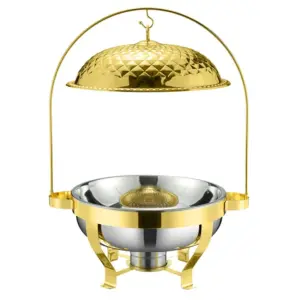 Commercial Kitchen Equipment Luxury Golden Diamond Chafing Dish 8.0L, Premium Stainless Steel Buffet Food Warmer DZW-GD080