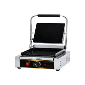 Commercial Kitchen Equipment Commercial Electric Contact Grill, 1.8kW Full Flat Plates, Professional Stainless Steel Sandwich & Griddle Press WG-811B