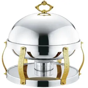 Commercial Kitchen Equipment Luxury Heart Ball Chafing Dish 8.0L, Elegant Polished Stainless Steel, Decorative Lid DZW-HB080