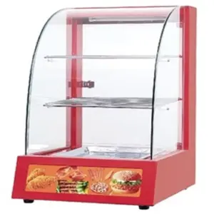 Commercial Kitchen Equipment Commercial Electric Food Display Warmer, 2-Shelf Thermostatic Heated Showcase, Professional Glass Warming Cabinet HW-1PA