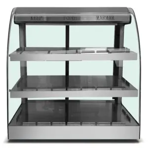 Commercial Kitchen Equipment Commercial Electric Food Display Warmer, 3-Shelf 1.5kW High-Efficiency Heated Showcase, Professional Glass Warming Cabinet HW-1002