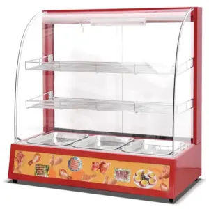 Commercial Kitchen Equipment Commercial Electric Food Display Warmer, 3-Shelf Large Thermostatic Heated Showcase, Professional 1.2kW Glass Warming Cabinet HW-3P