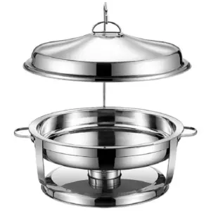 Commercial Kitchen Equipment Silver DES Chafing Dish 6.0L, Polished Stainless Steel, Luxury DES Cover DZW-SS060