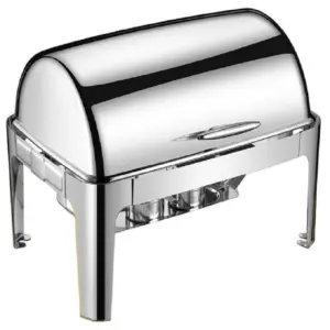 Commercial Kitchen Equipment Roll Top Rectangular Silver Chafing Dish 9.0L, Polished Stainless Steel, Soft-Motion Lid DZW-S723