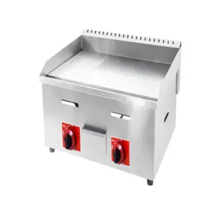 Commercial Kitchen Equipment Commercial LPG Gas Griddle 730mm, High-Performance Flat Top Grill, Professional Stainless Steel Countertop Gas Griddle WG-722