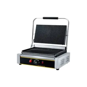 Commercial Kitchen Equipment Commercial Electric Contact Grill, 2.2kW High-Power Full Grooved Panini Press, Large Surface Professional Sandwich Maker WG-811E