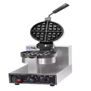 Commercial Kitchen Equipment Commercial Electric Rotating Single-Plate Waffle Baker, 1.2kW Professional 18.3cm Round Waffle Maker, Industrial Heavy-Duty Belgian Waffle Machine WG-HF-1Z