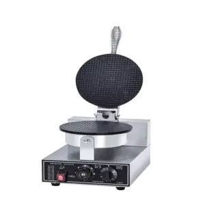 Commercial Kitchen Equipment Commercial Electric Single Plate Cone Waffle Baker 1.2kW, Non-Stick Stainless Steel Ice Cream Cone Maker WG-HF-1XG