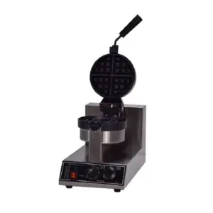 Commercial Kitchen Equipment Commercial Electric Rotating Single-Plate Waffle Baker, 1.2kW Professional 18.3cm Round Waffle Maker, Industrial Heavy-Duty Belgian Waffle Machine WG-HF-1Z (Bevel)