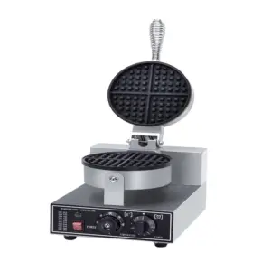Commercial Kitchen Equipment Commercial Electric Single-Plate Waffle Baker, 1.2kW Professional Round Waffle Maker, Industrial 17.8cm Heavy-Duty Belgian Waffle Machine WG-HF-1R