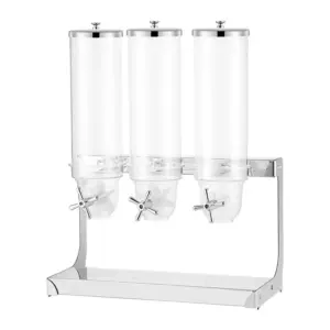 Commercial Kitchen Equipment Commercial Electric Triple Cereal Dispenser 10.5L (3.5L × 3), Transparent PC Containers, Stainless Steel Base WG-A10L