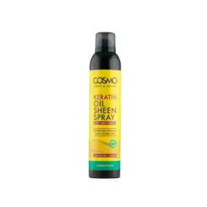 Cosmo Cosmetics Cosmo Soft & Shine Keratin Oil Sheen Spray, Strengthen and Repair, 300ml, Yellow, CSS-KOS300-YL