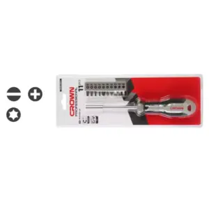 Crown Professional Crown Bit Set with Handle 11 Pieces Compact Toolkit CPHBH‑AXA11