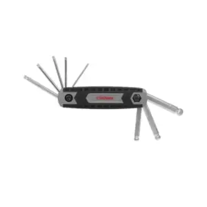 Crown Professional Crown 8pcs Foldable Ball Hex Key Set CR‑V Steel Chrome Plated Compact Design CPHOF‑BMAX08