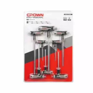 Crown Professional Crown 8pcs Hex Key Set CR‑V Steel Chrome Plated Compact Storage CPHOH‑HMAX8