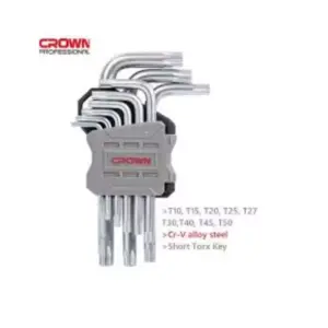 Crown Professional Crown 9pcs Hex Key Set CR‑V Steel Chrome Plated Compact Storage CPHOK‑HMAX09