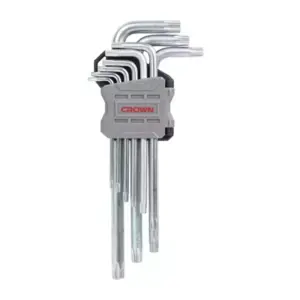 Crown Professional Crown 9pcs Hex Key Set CR‑V Steel Chrome Plated Compact Storage CPHOK‑HMCX09