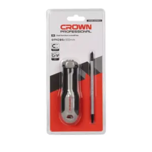 Crown Professional Crown Dual Function Screwdriver Magnetic Tip PH2 × 100 mm / SL6 × 100 mm Durable Steel CPHDR‑ASPHB10