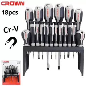Crown Professional Crown Screwdriver Set 18pcs Cr‑V Steel Ergonomic Handles CPHDS‑AXA18