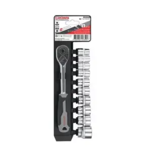 Crown Professional Crown Socket Wrench Set 12 pcs 3/8″ Drive Carry Case CPH‑SW‑RXA38