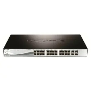 D-Link Ethernet Switch 24-Port 10/100/1000BaseT PoE + 4 Combo 1000BaseT/SFP Ports Web Smart Switch, 193W PoE Budget, High Speed Ethernet Ports, Energy Saving, Silent Operation DGS-1210-28P