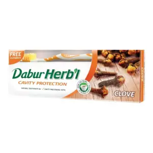 Dabur Herbal Toothpaste Cavity Protection, Enriched with Clove, 150g With Brush Clove