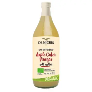 De Nigris Organic Apple Cider Vinegar With Mother (Raw Unfiltered) 1L (Pack of 2Pcs)