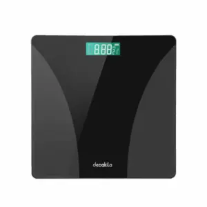 Decakila Bathroom Scale 180kg Capacity Tempered Glass Kmtt038w 260 x 260mm weight measuring with temperature display function and power display function