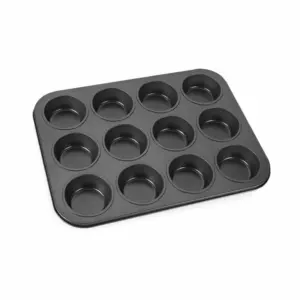 Decakila Cup Cake Tray 12 Holes 35x26.5x3 CM Steel Muffin Pans Style For Baking Non Stick KMTT080B