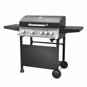 Decakila Gas BBQ Grill with Side Burner, Piezo Ignition & Thermometer Main Burners 3kW x 4 + Side Burner 2.5kW Kmgs028m