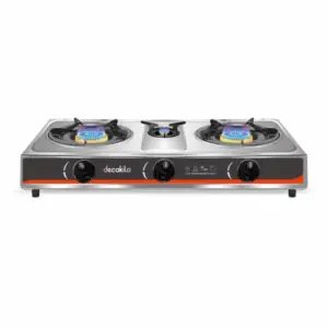 Decakila  Gas Cooker 3 Burner 2.7kW x 2 + 0.7kW Stainless Steel Even Heating Kmgs041m