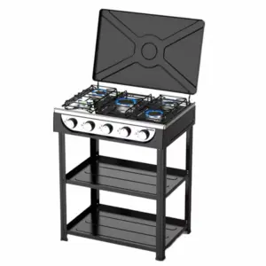 Decakila Gas Cooker 5 Burners with Shelf and Stand Manual Ignition Kmgs019b stainless steel panel iron sheet sprayed cover with non slip footpad