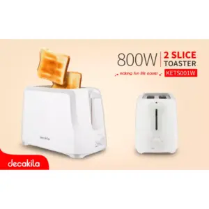 Decakila Toaster 2 Slice Browning Control 700w Kets001w 6 setting browning control with removable crumb tray cord storage function