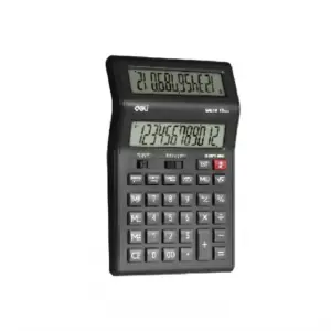 Deli Stationery Deli 12-Digit Desktop Calculator, Sturdy Plastic Body, Black EM049