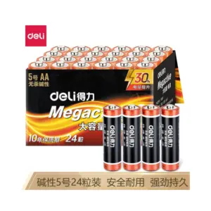 Deli Stationery Deli Alkaline Battery AA/LR6, Mercury-Free, Long Lasting Power, Pack of 4 18503