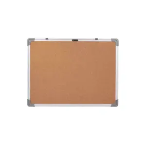 Deli Stationery Deli Cork Board 90 x 60cm Hard Fibre Board, Aluminium Frame with ABS Corner, Hangable Holes in Plastic Corners E39053