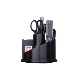 Deli Stationery Deli Desk Organizer 7 Compartments Rotary Base, 17 Pieces of the Stationery Items, HIPS (High Impact Polystyrene) Material, Multi-purpose use E38251A