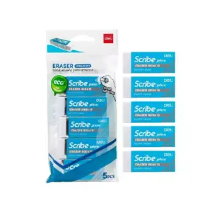 Deli Stationery Deli Eraser 60 x 24 x 12mm, PVC, White, Pack of 30 EH00410