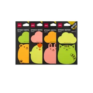 Deli Stationery Deli Cartoon Sticky Notes 76mm x 76mm 20 Sheets, Assorted Colours, Pack of 5 EA55002