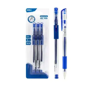 Deli Stationery Deli Gel Pen Bullet Tip 0.5mm, Blue, Pack of 12 E6600S-BL